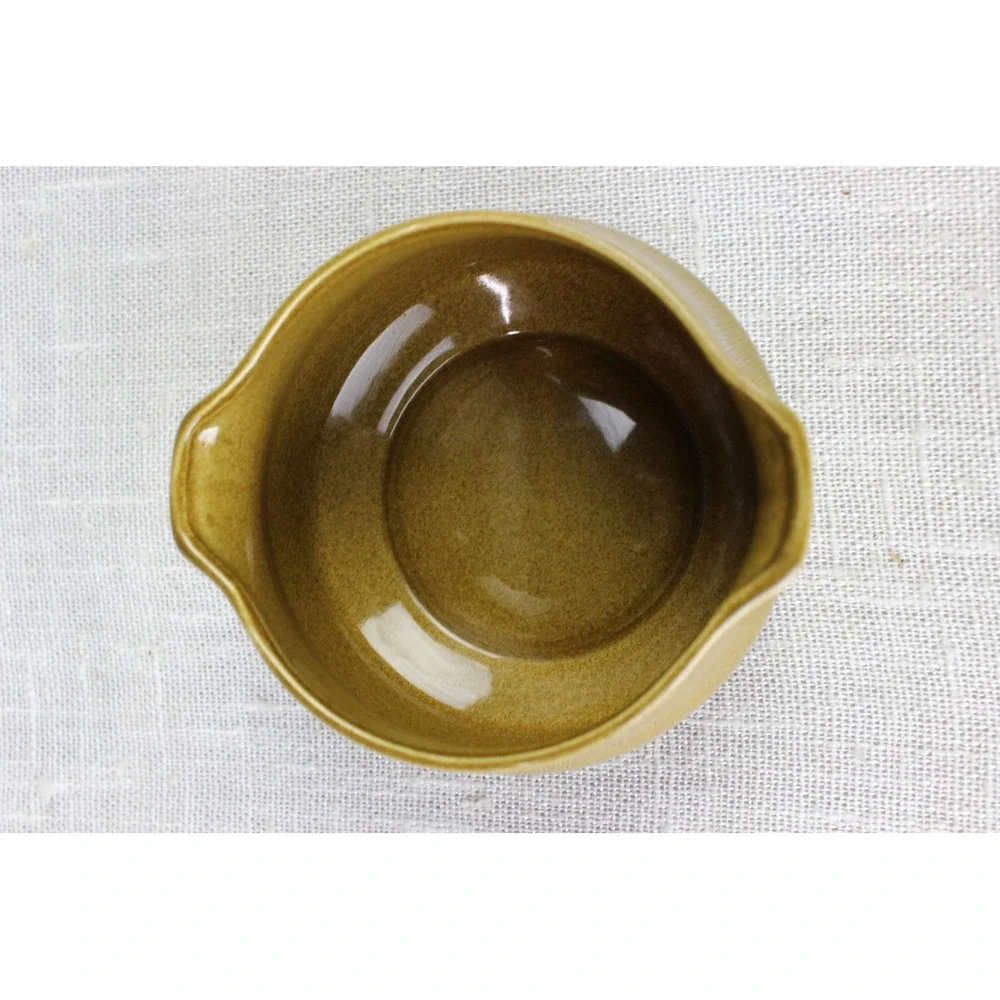 Ekco Eterna Canoe‎ Stoneware Sugar Bowl Green Brown Band Japan 1102 Vintage